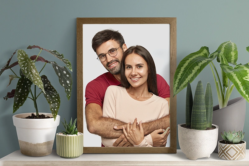 Как выглядит фотография А3 - пример печати фото в рамке на полке